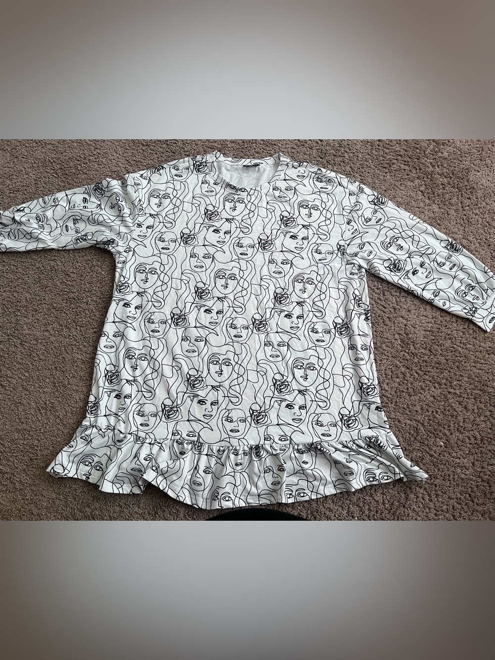 SHEIN Curve Abstract Faces Frilled Hem Sweatshirt Dress - Size 4XL